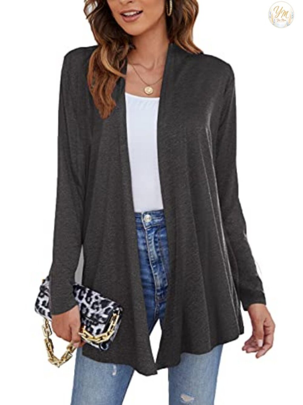 Womens Lightweight Open Front Cardigan Long Sleeve Soft Drape Casual Layer